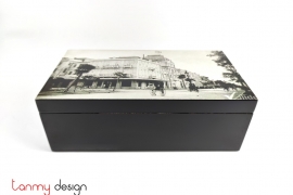 Black rectangle lacquer box attached with Metropole hotel picture